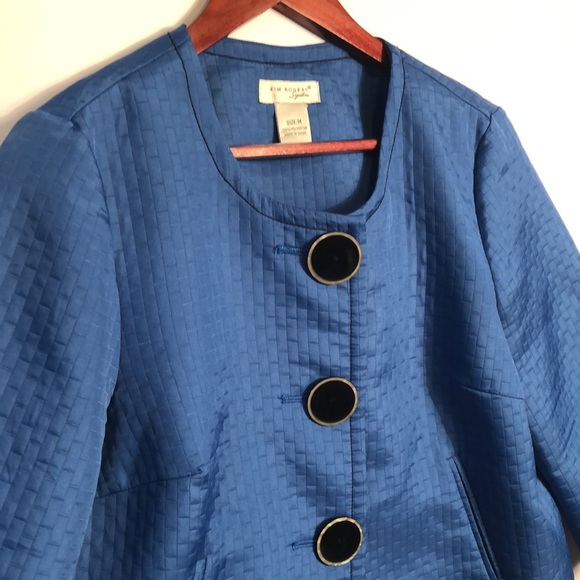 Kim Rogers quilted cropped jacket w/ great big button detail szM - Picture 3 of 7